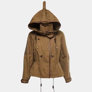 Burberry - Women’s Olive Green Studded Jacket with Leather Details